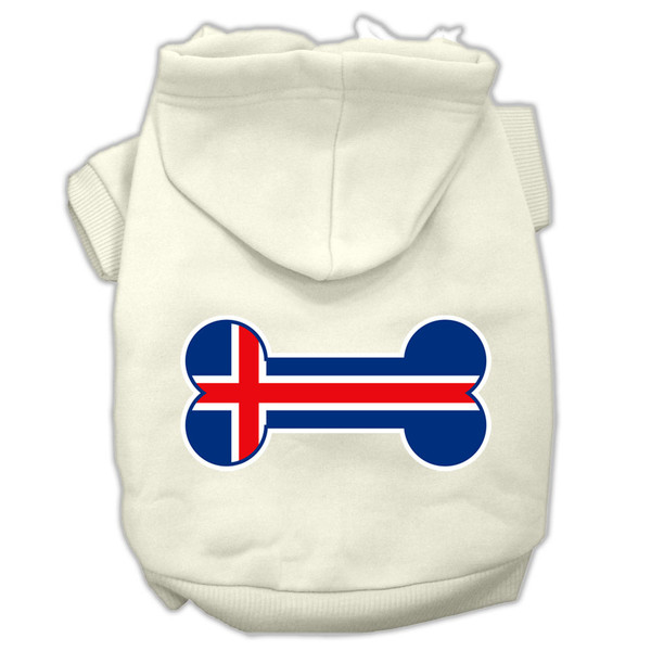 Bone Shaped Iceland Flag Screen Print Pet Hoodies Cream Size Xxxl(20) 62-16 XXXLCR By Mirage