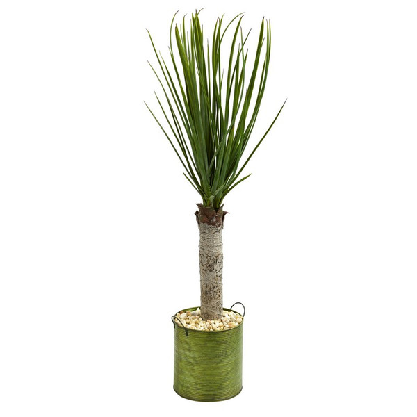 3' Yucca Artificial Tree In Green Tin Planter 5792 By Nearly Natural