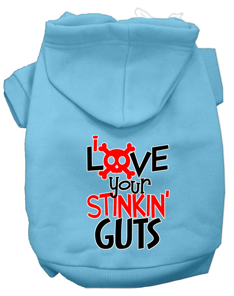 Love Your Stinkin Guts Screen Print Dog Hoodie Baby Blue Xs 62-439 BBLXS By Mirage