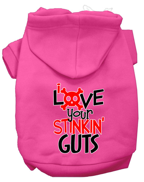 Love Your Stinkin Guts Screen Print Dog Hoodie Bright Pink Xl 62-439 BPKXL By Mirage