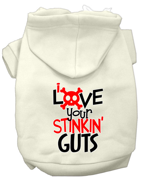 Love Your Stinkin Guts Screen Print Dog Hoodie Cream L 62-439 CRLG By Mirage