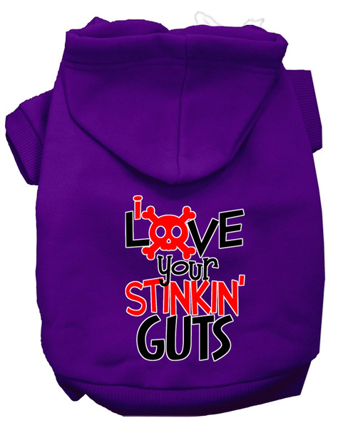 Love Your Stinkin Guts Screen Print Dog Hoodie Purple Xxxl 62-439 PRXXXL By Mirage