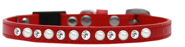 Pearl And Clear Jewel Breakaway Cat Collar Red Size 14 625-3 RD14 By Mirage