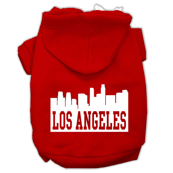 Los Angeles Skyline Screen Print Pet Hoodies Red Size Lg (14) 62-70 LGRD By Mirage