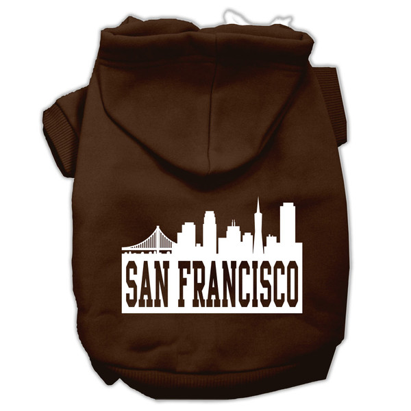 San Francisco Skyline Screen Print Pet Hoodies Brown Size Med (12) 62-72 MDBR By Mirage