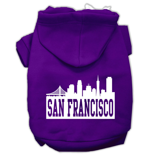 San Francisco Skyline Screen Print Pet Hoodies Purple Size Med (12) 62-72 MDPR By Mirage