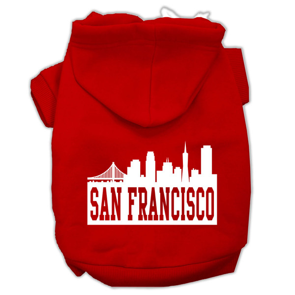 San Francisco Skyline Screen Print Pet Hoodies Red Size Med (12) 62-72 MDRD By Mirage