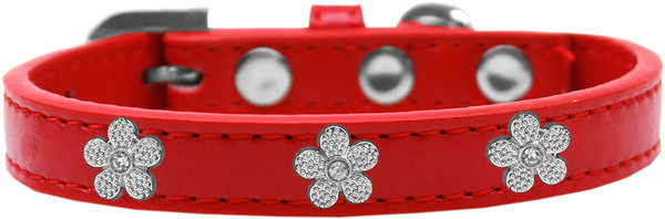 Silver Flower Widget Dog Collar Red Size 10 630-1 RD10 By Mirage