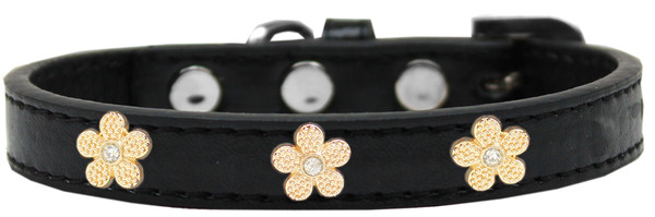 Gold Flower Widget Dog Collar Black Size 10 630-2 BK10 By Mirage