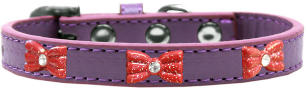 Red Glitter Bow Widget Dog Collar Lavender Size 10 631-10 LV10 By Mirage