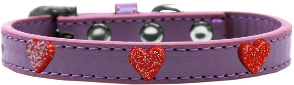 Red Glitter Heart Widget Dog Collar Lavender Size 12 631-12 LV12 By Mirage