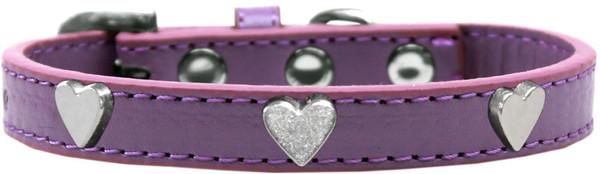 Silver Heart Widget Dog Collar Lavender Size 14 631-14 LV14 By Mirage