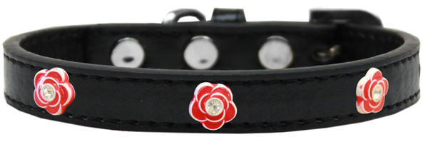 Red Rose Widget Dog Collar Black Size 12 631-18 BK12 By Mirage