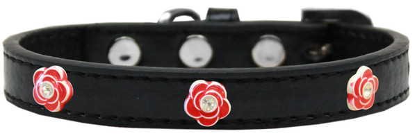 Red Rose Widget Dog Collar Black Size 18 631-18 BK18 By Mirage