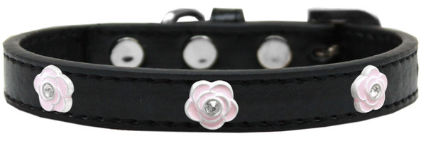 Light Pink Rose Widget Dog Collar Black Size 10 631-20 BK10 By Mirage