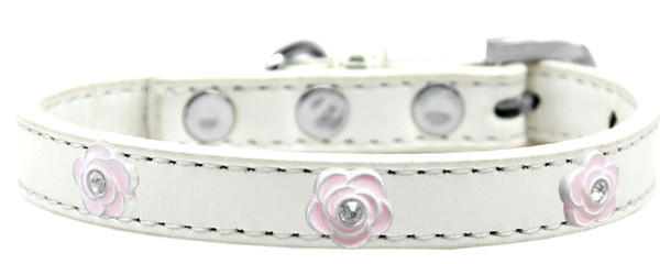 Light Pink Rose Widget Dog Collar White Size 10 631-20 WT10 By Mirage