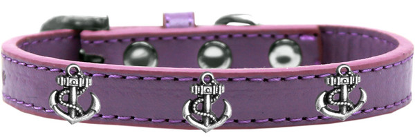 Silver Anchor Widget Dog Collar Lavender Size 10 631-22 LV10 By Mirage