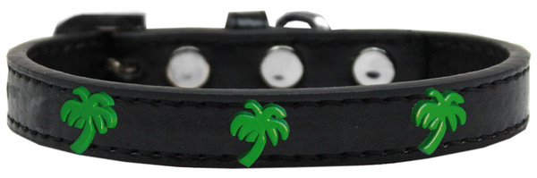 Green Palm Tree Widget Dog Collar Black Size 12 631-24 BK12 By Mirage