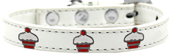 Red Cupcake Widget Dog Collar White Size 10 631-28 WT10 By Mirage