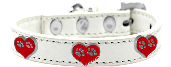 Paw Heart Widget Dog Collar White Size 10 631-31 WT10 By Mirage