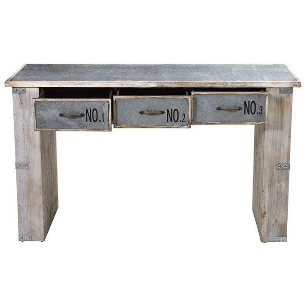 32" Industrial White Wash Wood And Metal Desk 7032 By Nearly Natural