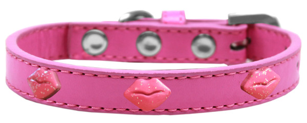 Pink Glitter Lips Widget Dog Collar Bright Pink Size 20 631-9 BPK20 By Mirage