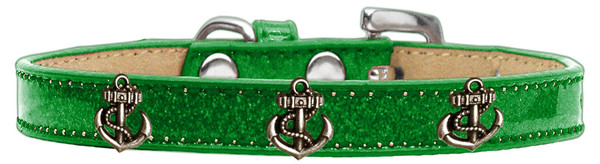 Bronze Anchor Widget Dog Collar Emerald Green Ice Cream Size 12 633-23 EG12 By Mirage