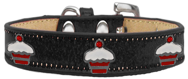 Red Cupcake Widget Dog Collar Black Ice Cream Size 14 633-27 BK14 By Mirage