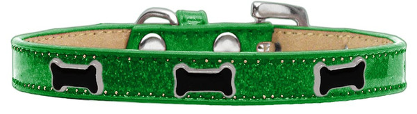 Black Bone Widget Dog Collar Emerald Green Ice Cream Size 12 633-4 EG12 By Mirage