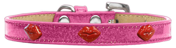 Red Glitter Lips Widget Dog Collar Pink Ice Cream Size 10 633-8 PK10 By Mirage