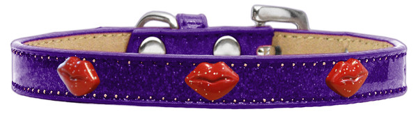 Red Glitter Lips Widget Dog Collar Purple Ice Cream Size 16 633-8 PR16 By Mirage