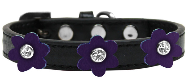 Flower Premium Collar Black With Purple Flowers Size 14 637-BK-PR14 By Mirage