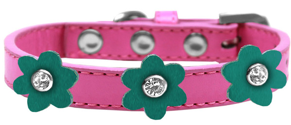 Flower Premium Collar Bright Pink With Jade Flowers Size 10 637-BPK-JD10 By Mirage