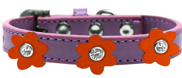 Flower Premium Collar Lavender With Orange Flowers Size 12 637-LV-OR12 By Mirage