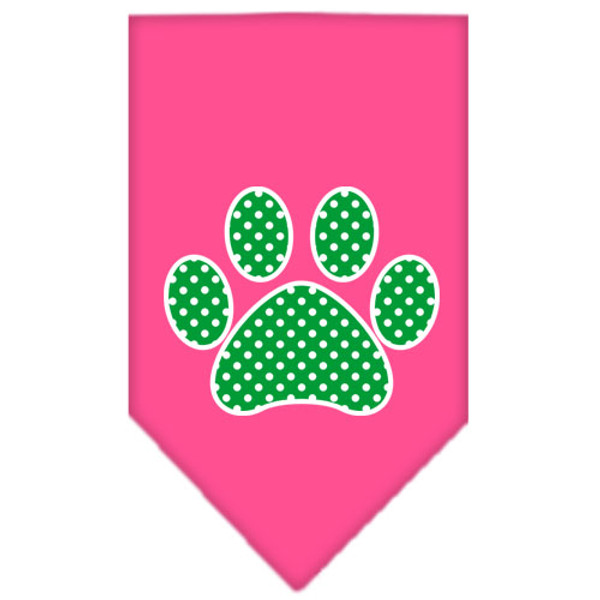 Green Swiss Dot Paw Screen Print Bandana Bright Pink Large 66-104 LGBPK By Mirage