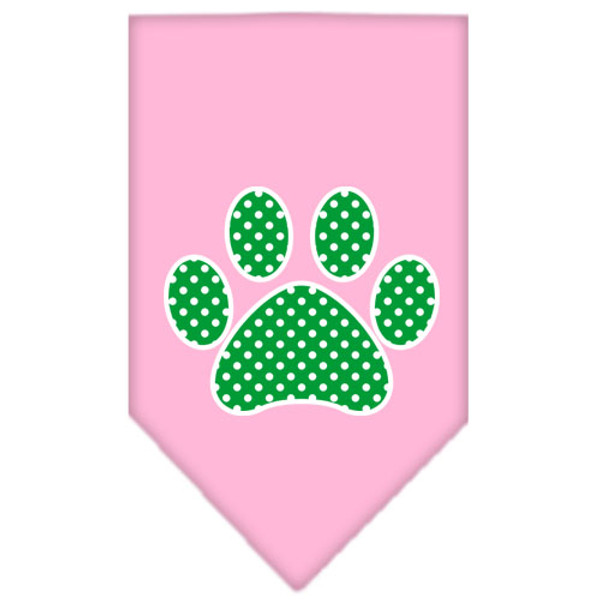 Green Swiss Dot Paw Screen Print Bandana Light Pink Large 66-104 LGLPK By Mirage
