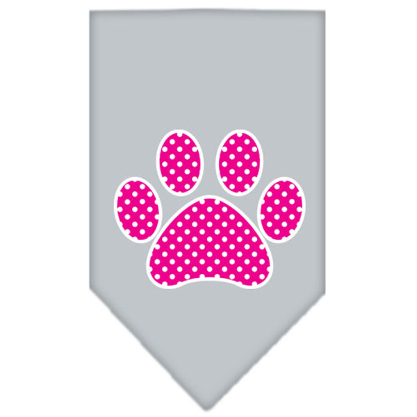 Pink Swiss Dot Paw Screen Print Bandana Grey Small 66-105 SMGY By Mirage