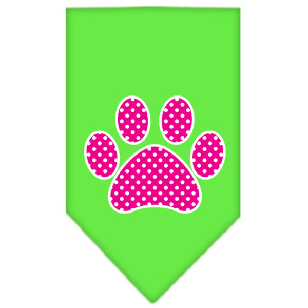 Pink Swiss Dot Paw Screen Print Bandana Lime Green Small 66-105 SMLG By Mirage