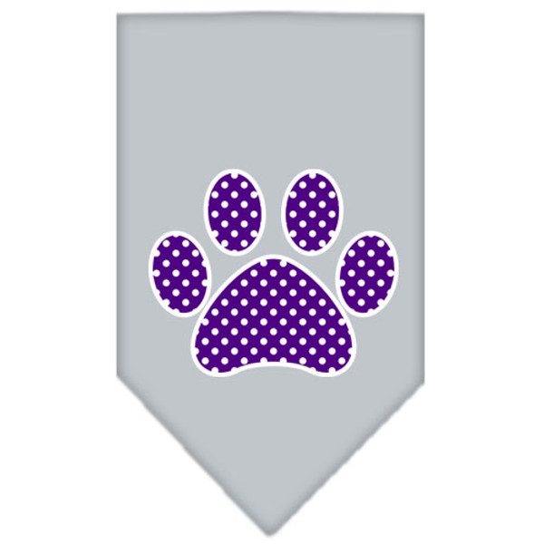 Purple Swiss Dot Paw Screen Print Bandana Grey Small 66-106 SMGY By Mirage