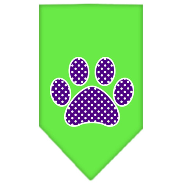 Purple Swiss Dot Paw Screen Print Bandana Lime Green Small 66-106 SMLG By Mirage
