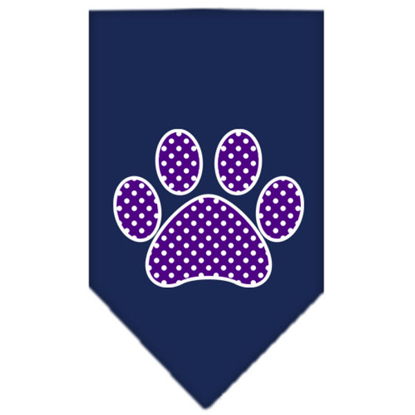 Purple Swiss Dot Paw Screen Print Bandana Navy Blue Small 66-106 SMNB By Mirage