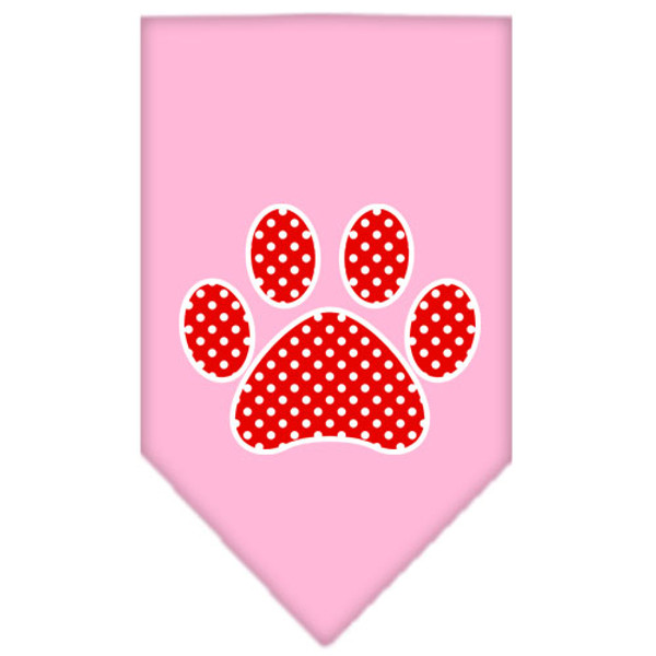 Red Swiss Dot Paw Screen Print Bandana Light Pink Large 66-107 LGLPK By Mirage