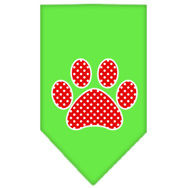 Red Swiss Dot Paw Screen Print Bandana Lime Green Small 66-107 SMLG By Mirage