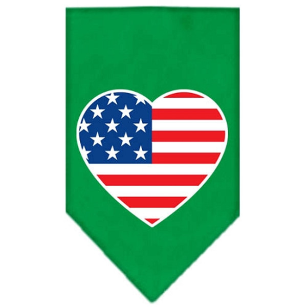 American Flag Heart Screen Print Bandana Emerald Green Small 66-126 SMEG By Mirage