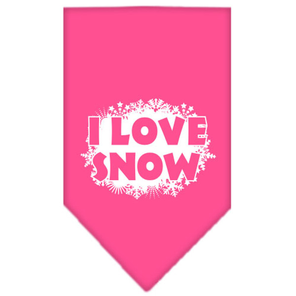 I Love Snow Screen Print Bandana Bright Pink Large 66-25-13 LGBPK By Mirage