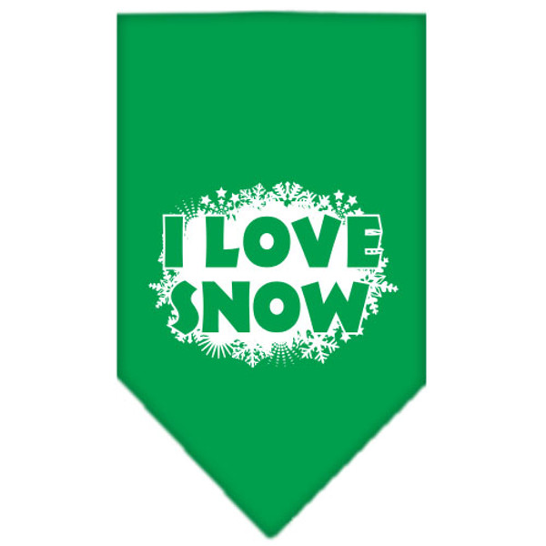 I Love Snow Screen Print Bandana Emerald Green Large 66-25-13 LGEG By Mirage