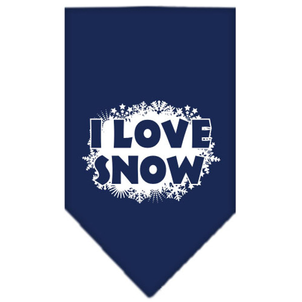 I Love Snow Screen Print Bandana Navy Blue Large 66-25-13 LGNB By Mirage