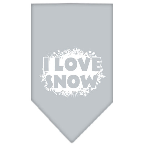 I Love Snow Screen Print Bandana Grey Small 66-25-13 SMGY By Mirage