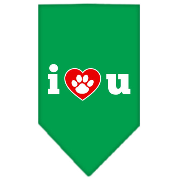 I Love U Screen Print Bandana Emerald Green Small 66-39 SMEG By Mirage