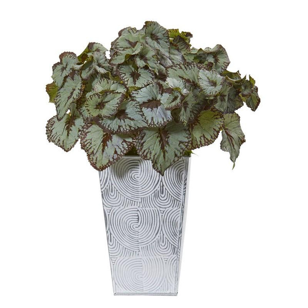 14" Rex Begonia Artificial Plant In Planter 8892 By Nearly Natural
